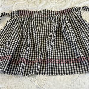 Black and White Checkered Hand Embroidered Apron. Gingham. Long ties. Unusual!